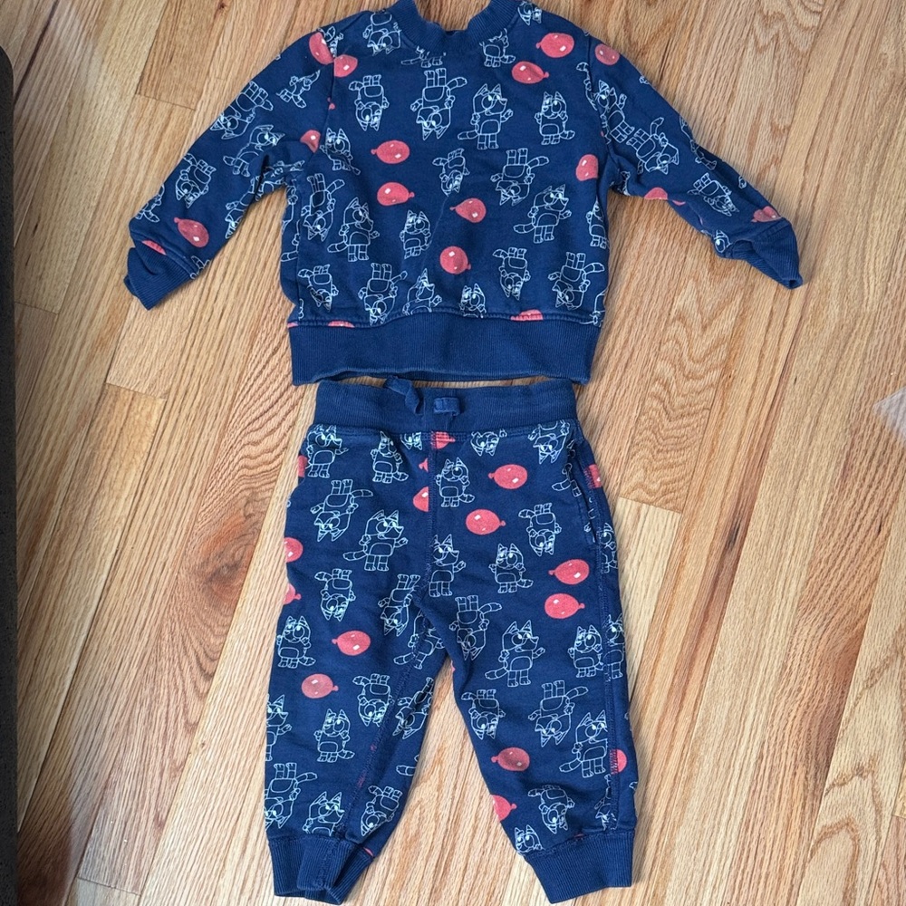 Hanna Andersson Navy and Red Bluey Kids Matching Set 2T